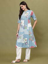 Printed Cotton Blend Kurta With Pants